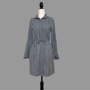 💜S💜 Shirt Dress Embroidered Embroidery Long Sleeve Cuffs Buttondown Stripes